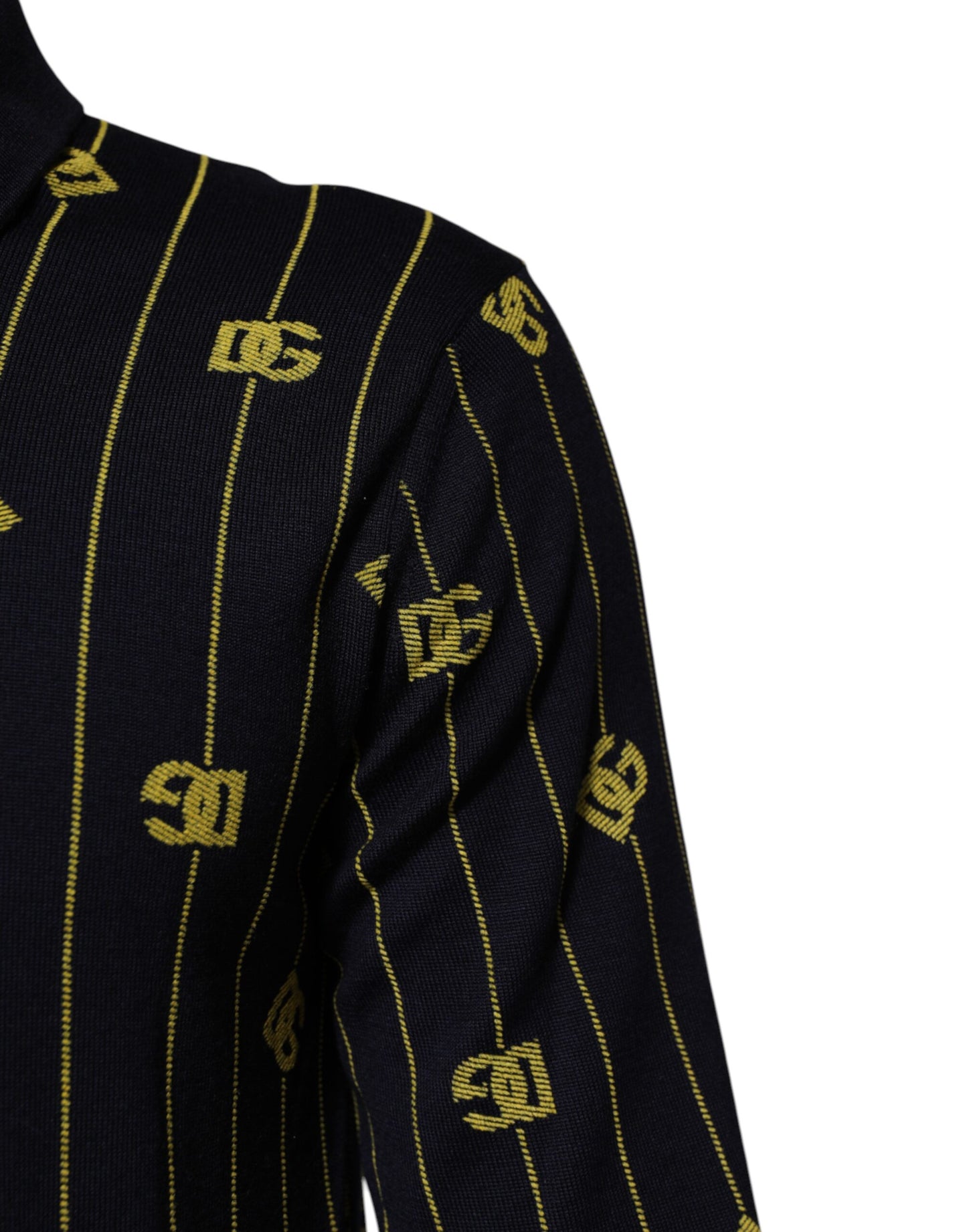 تي شيرت بولو دولتشي آند غابانا أسود بشعار جاكار محبوك