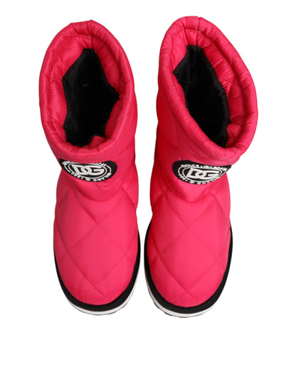 حذاء دولتشي آند غابانا وردي أبيض مبطن من الفيسكوز بطول منتصف الساق