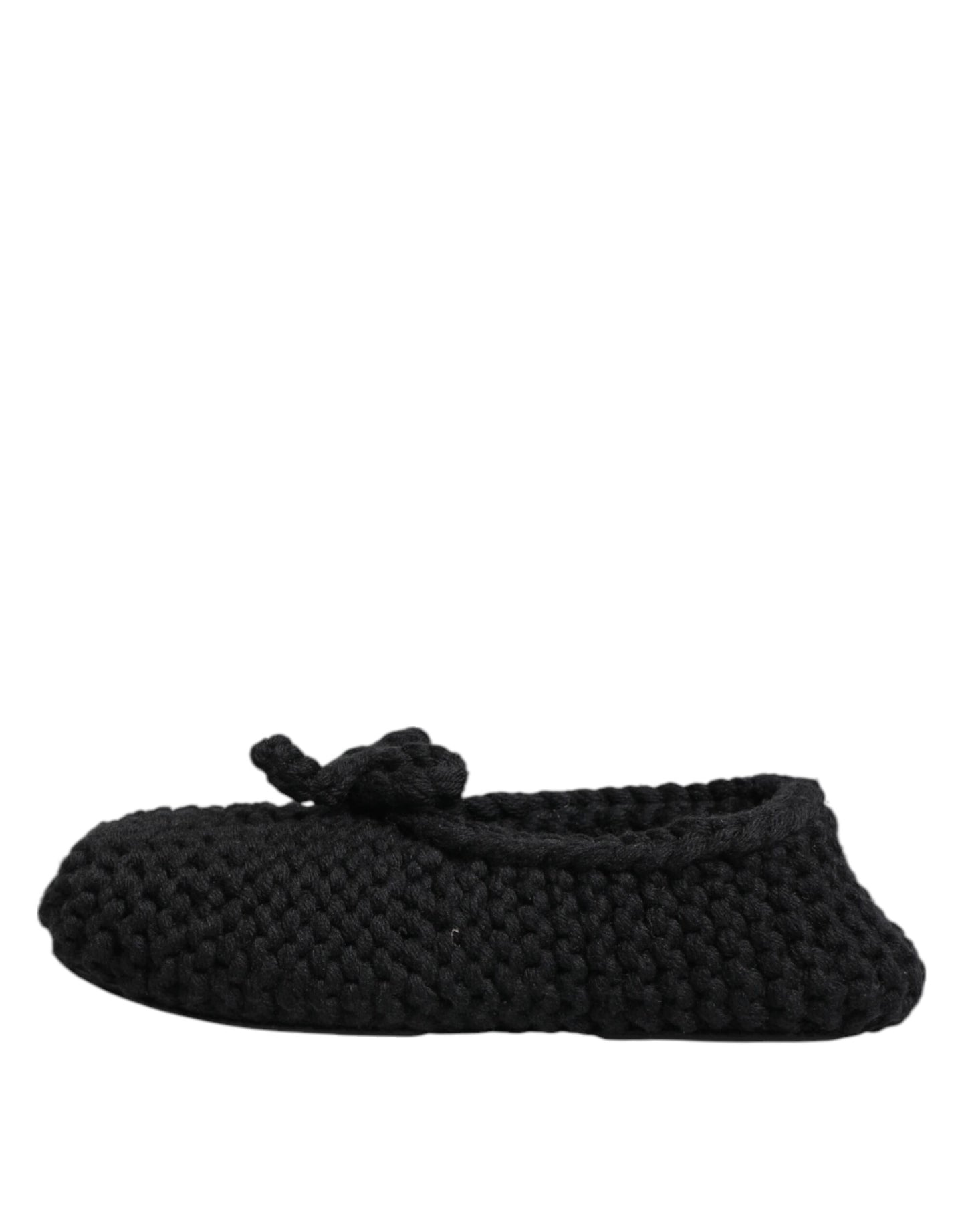 Dolce & Gabbana Black Wool Knit Slip On Ballerina Flats Shoes