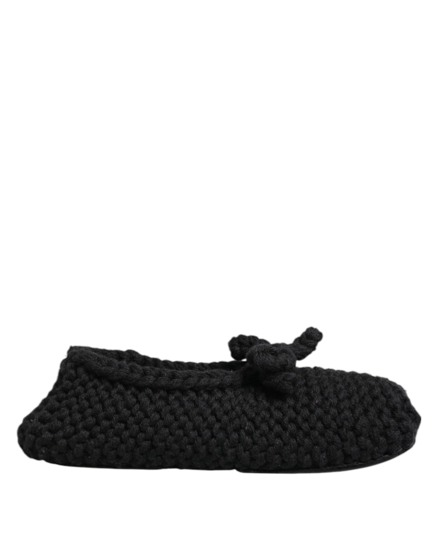 Dolce & Gabbana Black Wool Knit Slip On Ballerina Flats Shoes