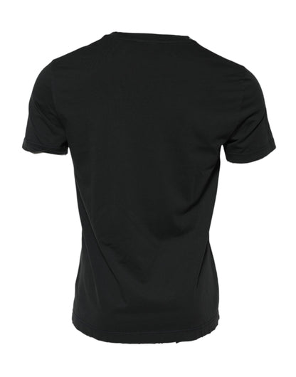 Dolce & Gabbana Black DG Crew Devotion Cotton Crew Neck T-shirt