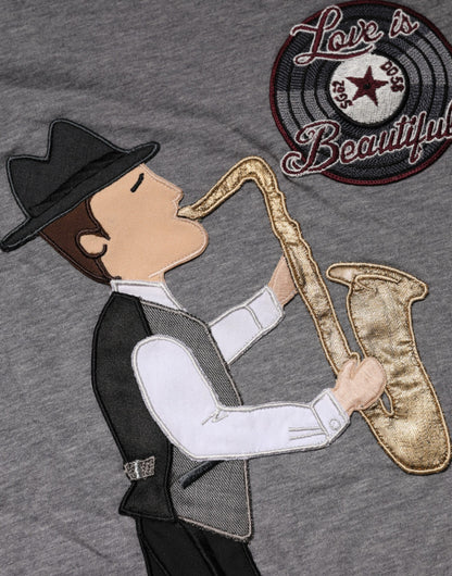 تي شيرت Dolce &amp; Gabbana Gray #DGFamily قطني برقبة دائرية