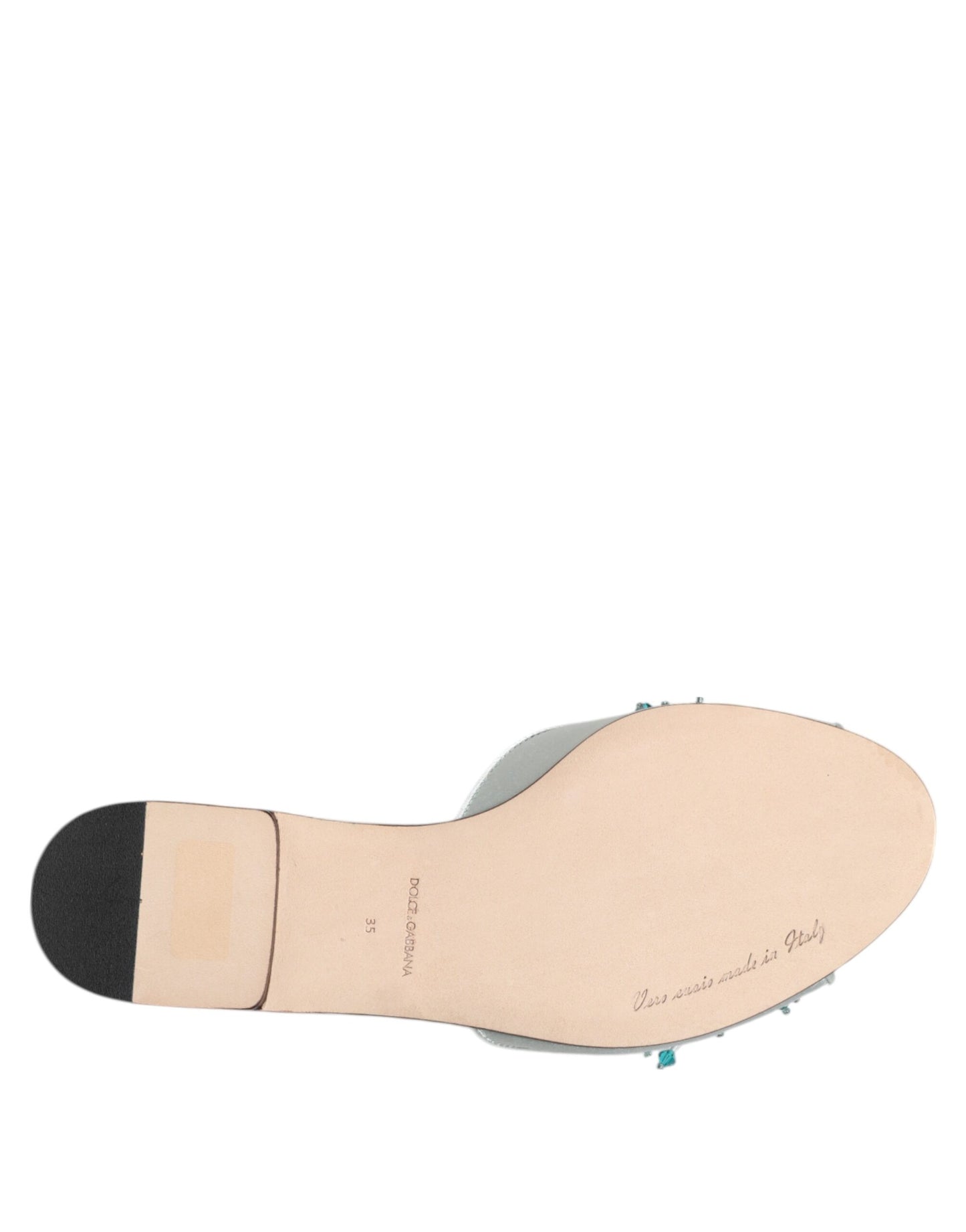 حذاء دولتشي آند غابانا المصنوع من الجلد باللون الفضي والأزرق مزين بخرز