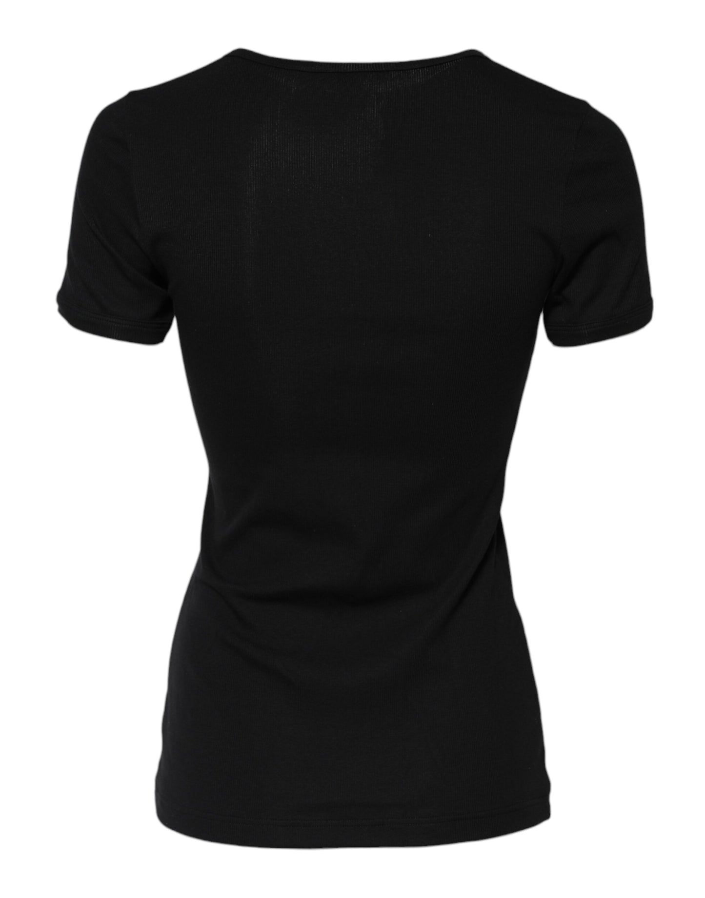 Dolce & Gabbana Black Cotton Henley Short Sleeves Top T-shirt