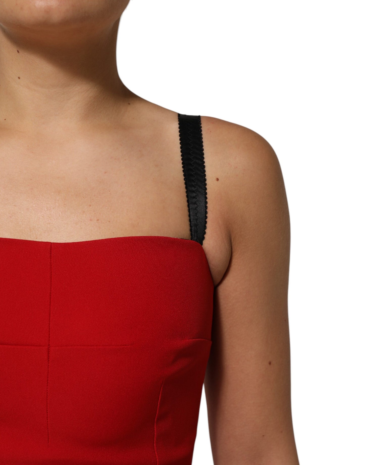 Dolce & Gabbana Red Stretch Bodycon Sheath Knee Length Dress