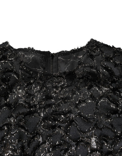 Dolce & Gabbana Black Sequin Bouclé Tweed Sheath Dress