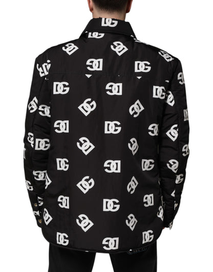 Dolce & Gabbana Black DG Monogram Nylon Windbreaker Jacket