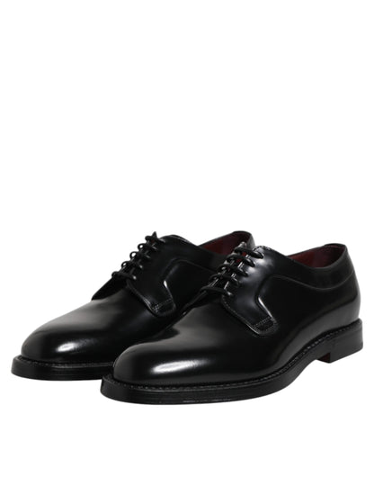 Dolce & Gabbana Black Calf Leather Lace Up Dress Shoes