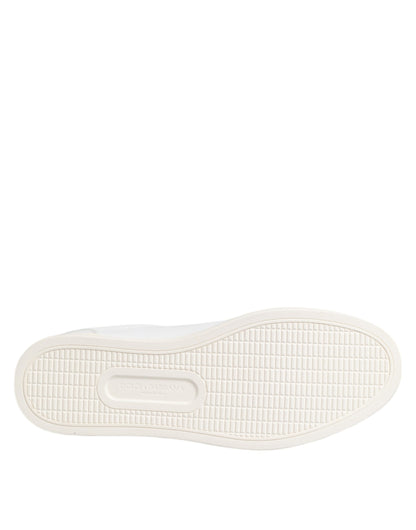 حذاء سنيكرز دولتشي آند غابانا أبيض كراون بي من الجلد منخفض الرقبة