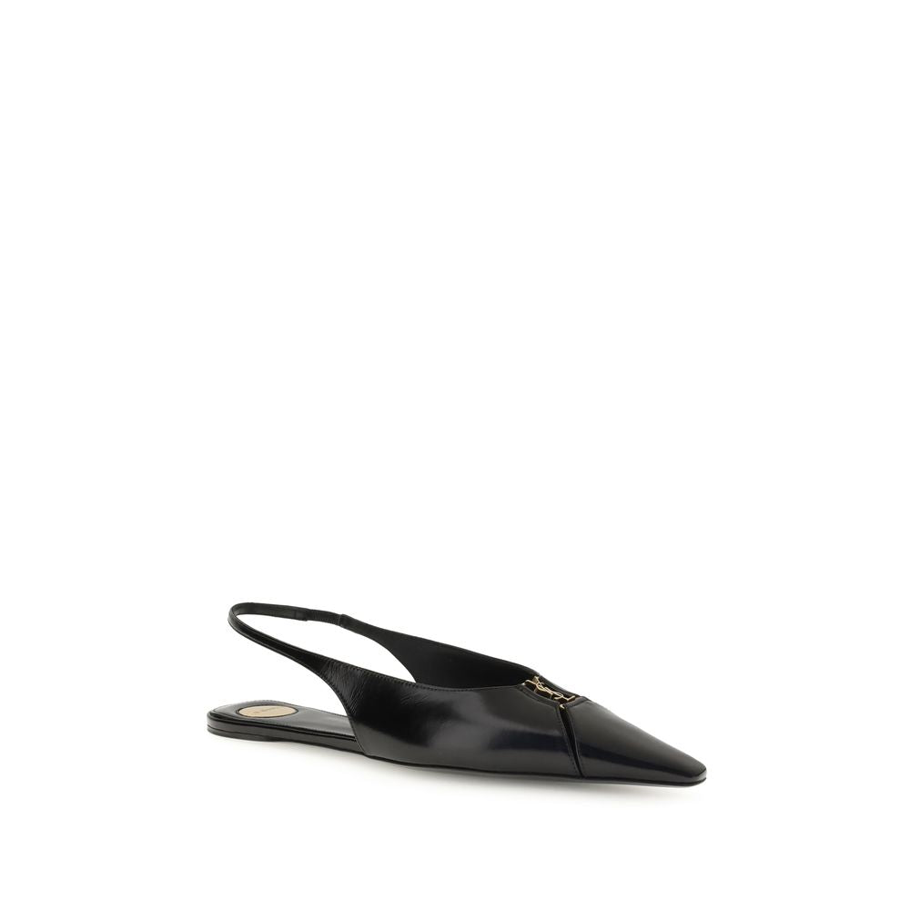 Saint Laurent Black Calf Leather Bos Taurus Ballet Flats