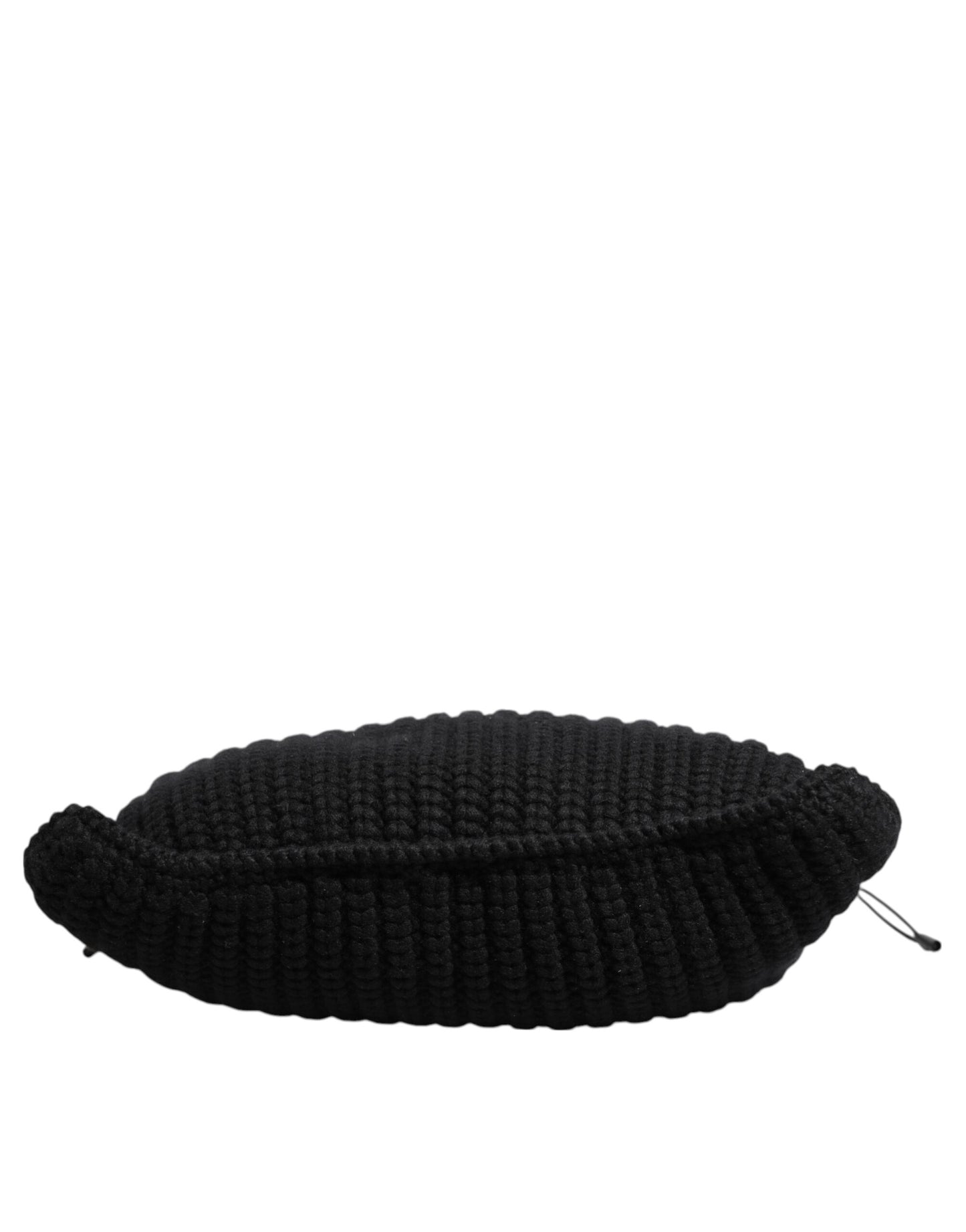 حقيبة كتف نسائية من دولتشي آند غابانا مصنوعة من الجلد الأسود المحبوك من الكشمير