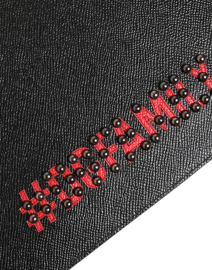 حقيبة كلاتش رجالية من دولتشي آند غابانا، جلد أسود، #DGFAMILY