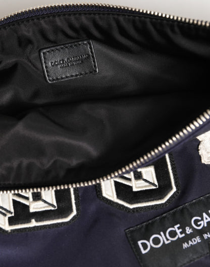 Dolce & Gabbana Blue DG Logo Patch Embellished Pouch Clutch Men Borse Bag