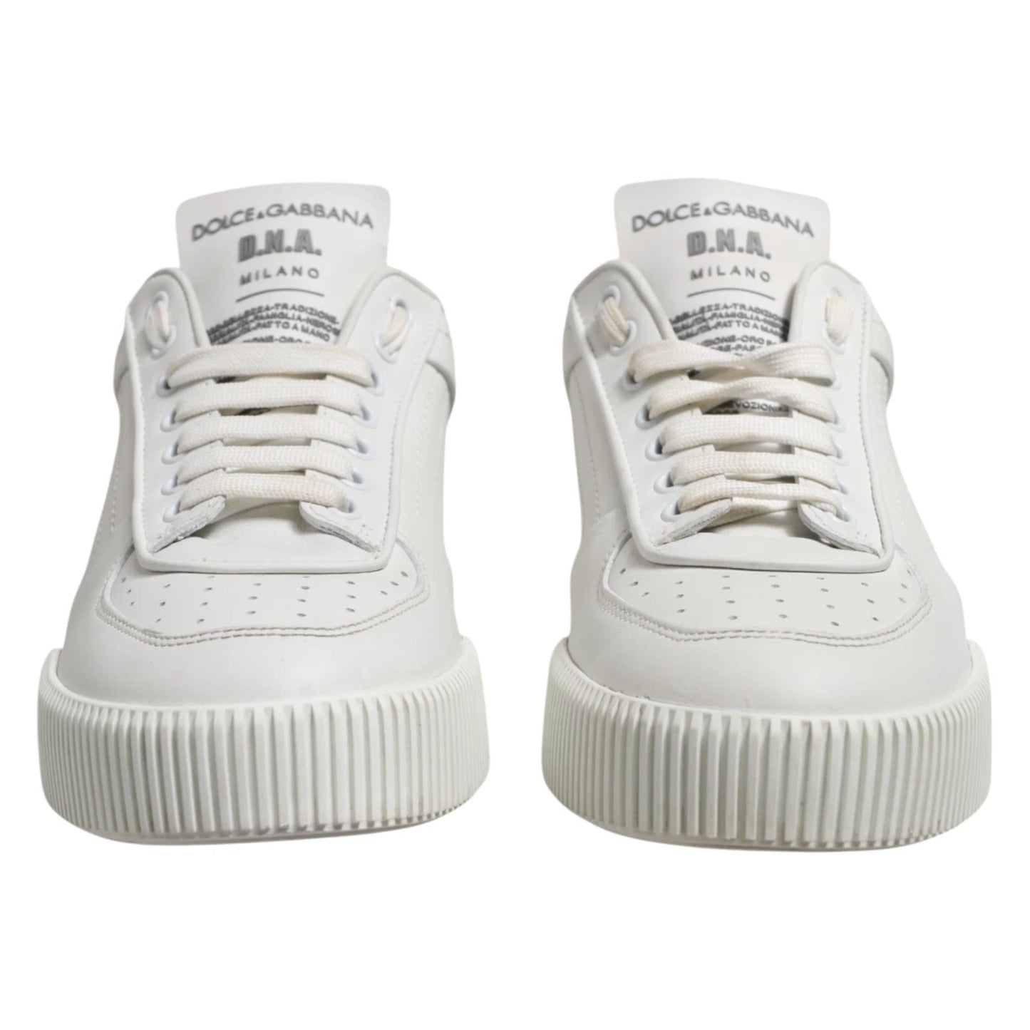 حذاء رياضي رجالي منخفض الرقبة من دولتشي آند غابانا، جلد ميامي أبيض