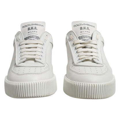 حذاء رياضي رجالي منخفض الرقبة من دولتشي آند غابانا، جلد ميامي أبيض