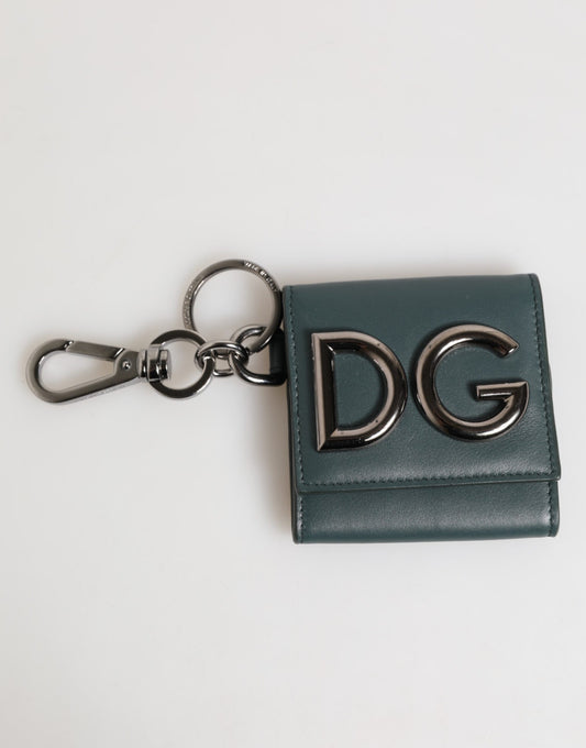 Dolce & Gabbana Dark Green Leather DG Logo Coin Purse Bag Charm Wallet