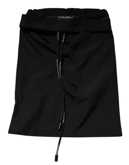 Dolce & Gabbana Black Green Logo Waistband Beachwear Short Swimwear
