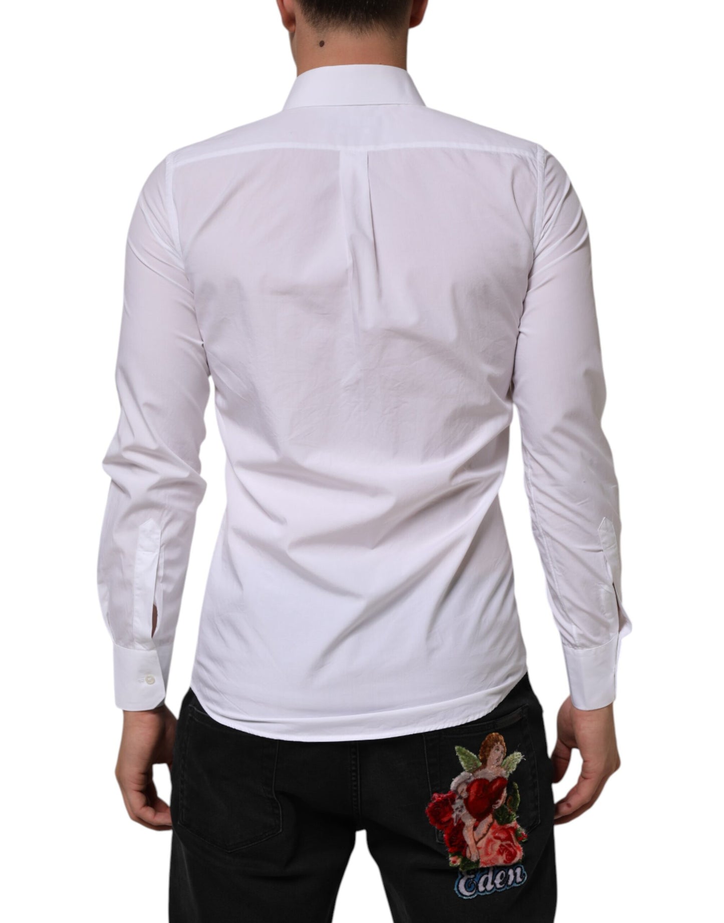 Dolce & Gabbana White Cotton MARTINI Long Sleeve Dress Shirt
