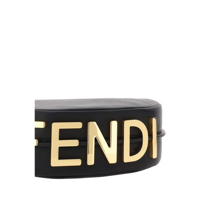 Fendi Black Calf Leather Bos Taurus Shoulder Bag