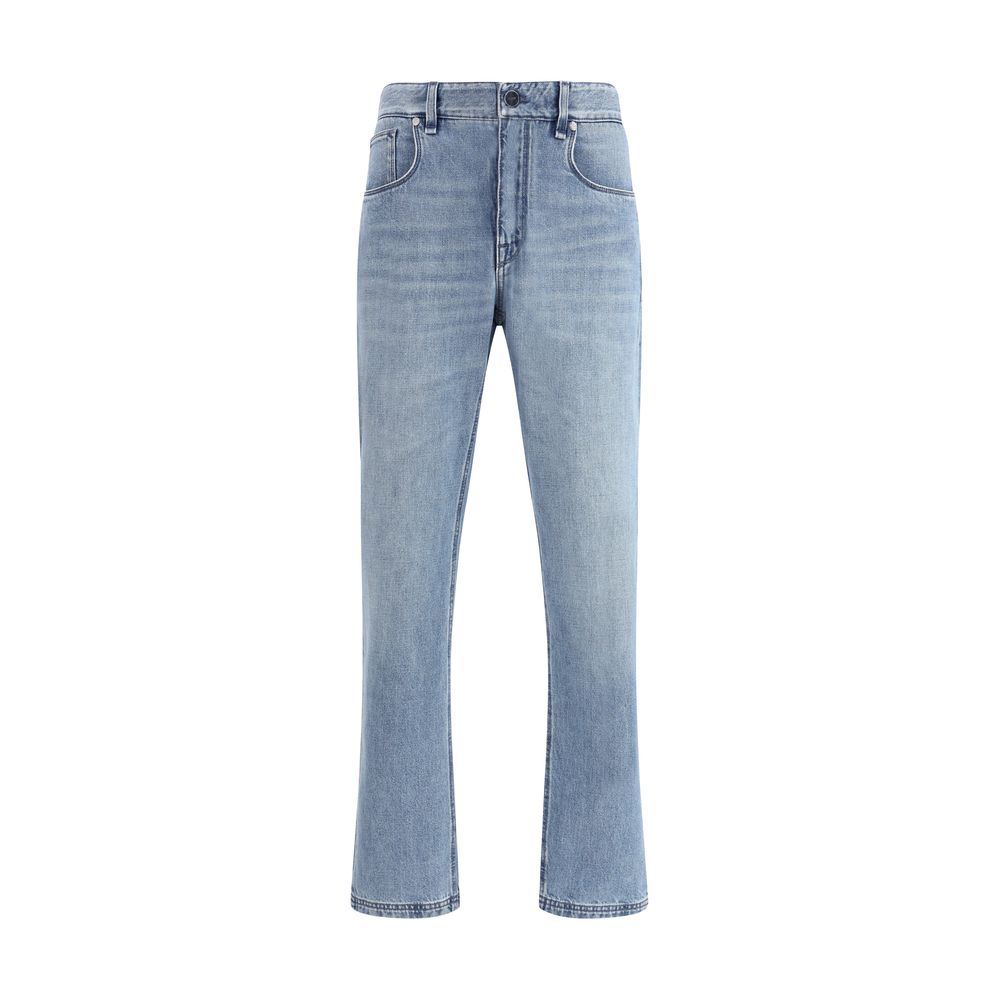 Fendi Blue Cotton Straight-Leg Jeans