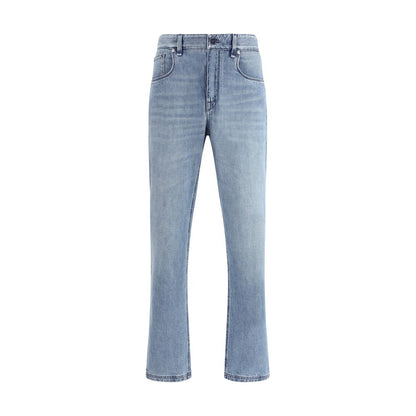 Fendi Blue Cotton Straight-Leg Jeans