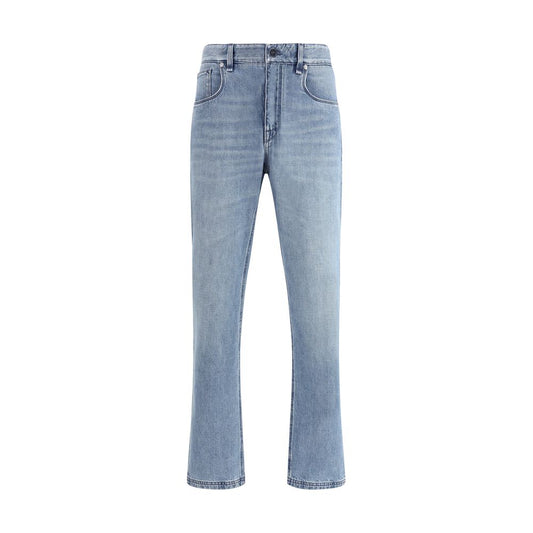 Fendi Blue Cotton Straight-Leg Jeans