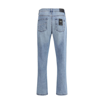 Fendi Blue Cotton Straight-Leg Jeans