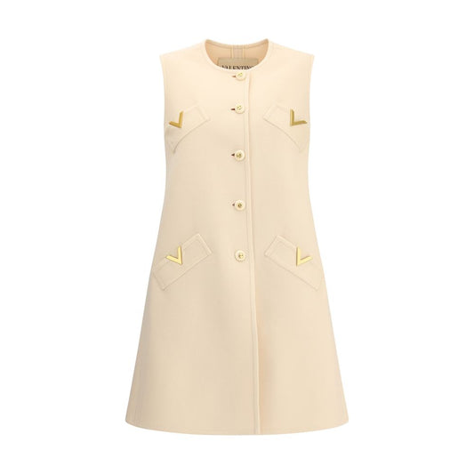 Valentino Beige Fleece Wool Casual Dress