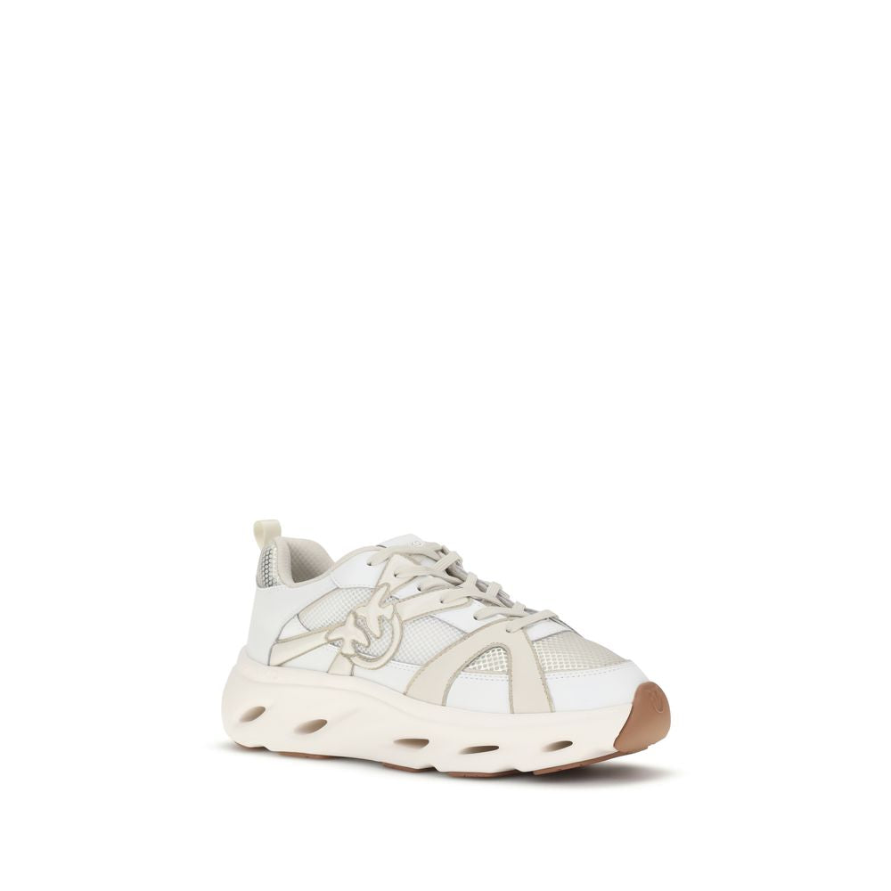 PINKO White Calf Leather Bos Taurus Chunky Sneakers