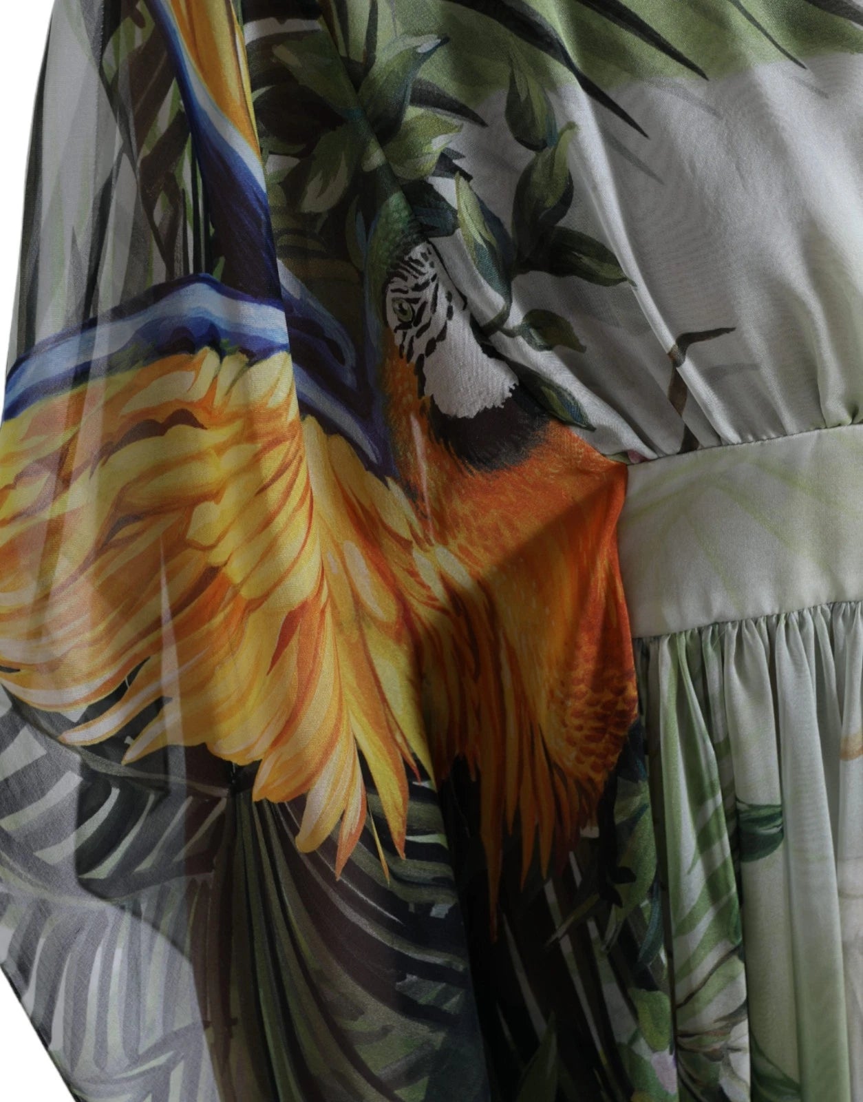 فستان ماكسي حريري متعدد الألوان بطبعة غابة من دولتشي آند غابانا للنساء