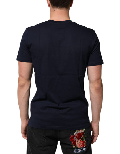 Dolce & Gabbana Dark Blue Cotton DG Logo Print Men’s Top T-shirt