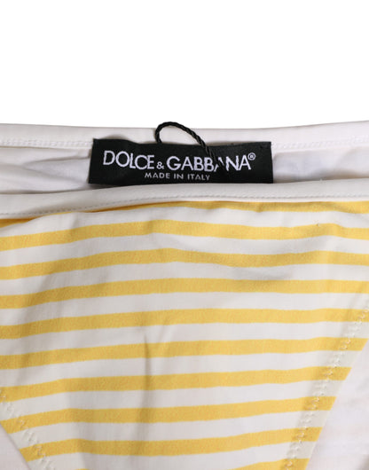 Dolce & Gabbana White Yellow Stripe Tie Side Logo Underwear