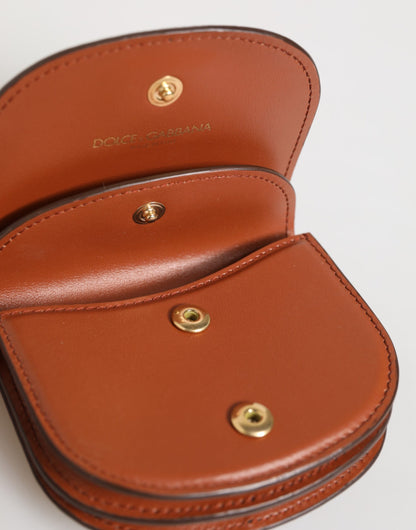 محفظة دولتشي آند غابانا من جلد العجل البني الأسود بطبعة جلد النمر ولوحة شعار