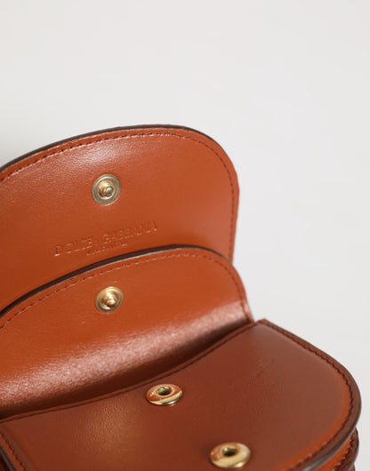 محفظة دولتشي آند غابانا صغيرة من جلد العجل بطبعة جلد النمر باللون البني