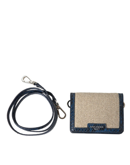 Dolce & Gabbana Beige Raffia Blue Leather Trim Mini Shoulder Purse Crossbody Bag
