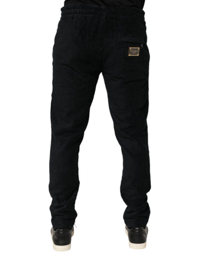 Dolce & Gabbana Black Cotton Logo Men Jogger Sweatpants Pants
