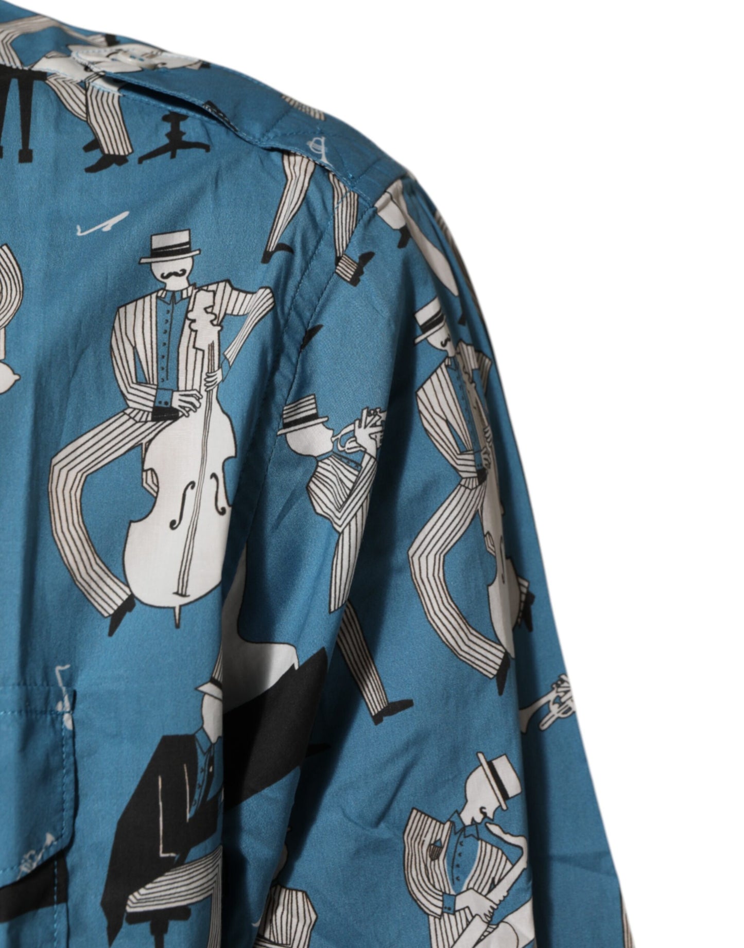Dolce & Gabbana Blue Jazz Printed Cotton Button Front Shirt