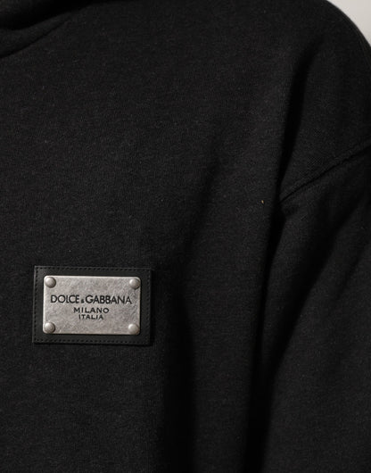 Dolce & Gabbana Black Logo FullZip Hooded Sweatshirt Sweater