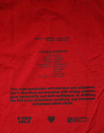 Dolce & Gabbana Red Logo Eye Print Cotton Short Sleeve T-shirt