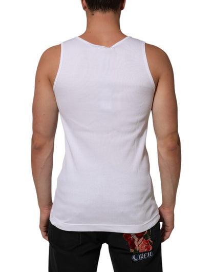 Dolce & Gabbana White Cotton Chain Necklace Tank Top T-shirt