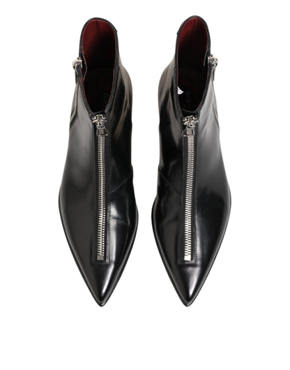 Dolce & Gabbana Black Calfskin Leather Men SHORT Boots Shoes