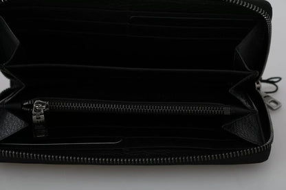 Dolce & Gabbana Black Leather #DGFAMILY Zipper Continental Mens Wallet