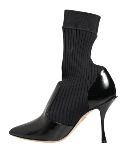 Dolce & Gabbana Black Stretch Stilettos Booties Socks Shoes