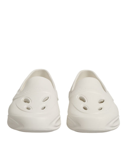 Dolce & Gabbana White Rubber Slides Low Top Sneakers Shoes