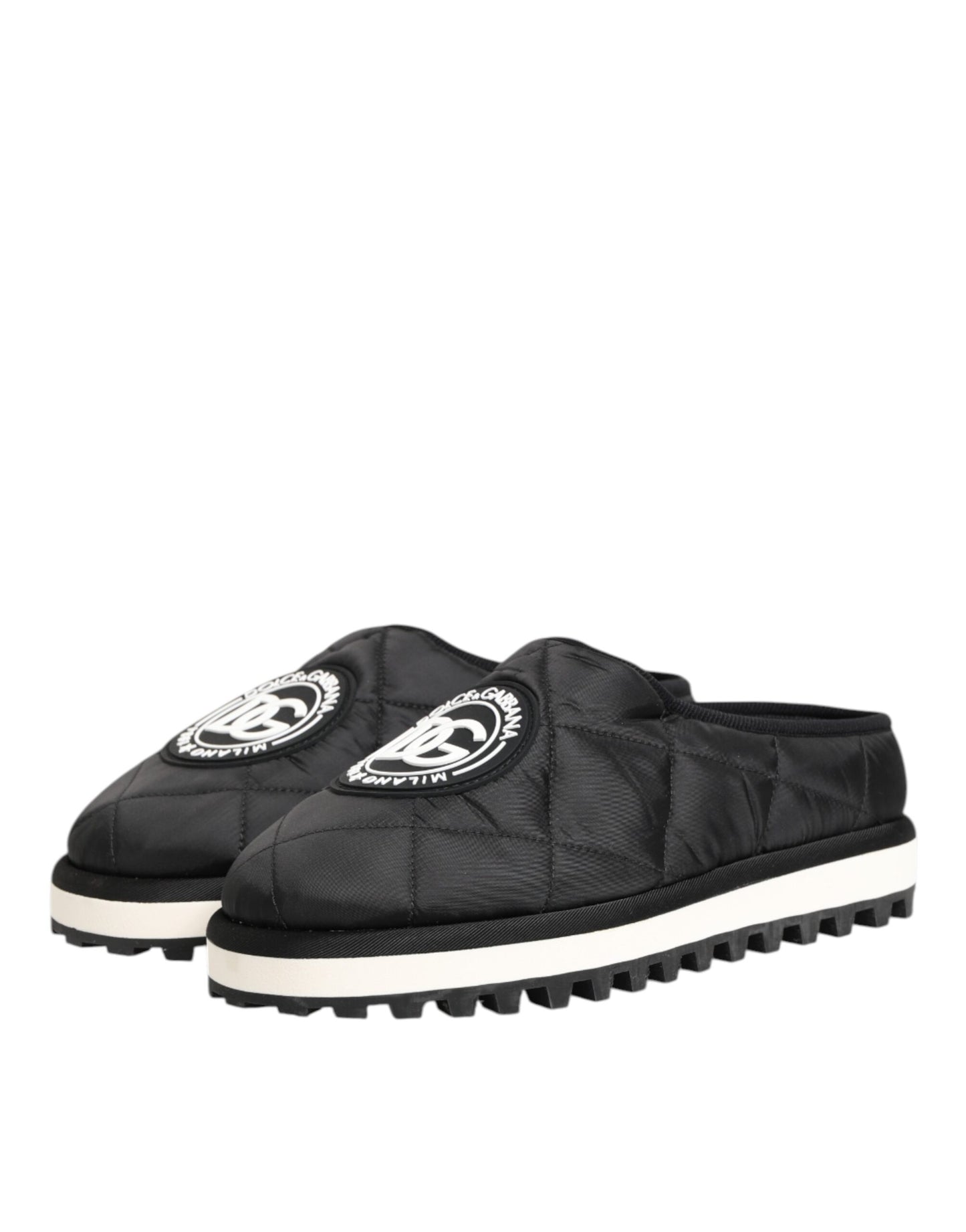 Dolce & Gabbana Black Nylon Low Top Slip On Sneaker Shoes