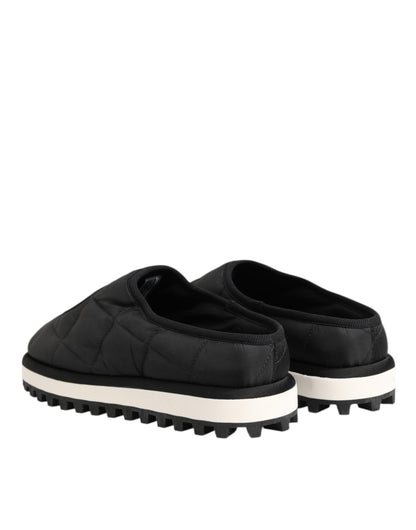 Dolce & Gabbana Black Nylon Low Top Slip On Sneaker Shoes