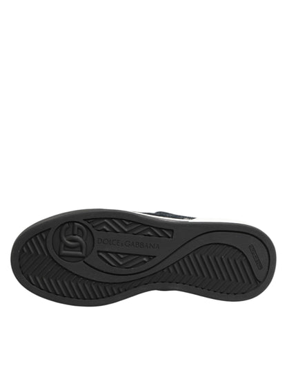 حذاء سنيكرز دولتشي آند غابانا أزرق من القطن والدنيم بشعار منخفض الرقبة