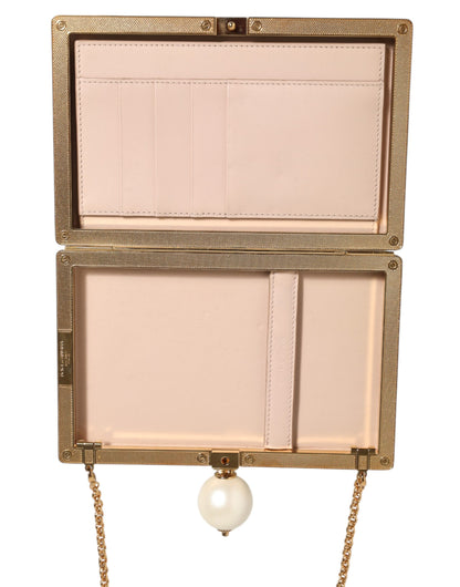 حقيبة يد دولتشي آند غابانا بإطار ذهبي من الحرير مطرزة بالورود البيضاء