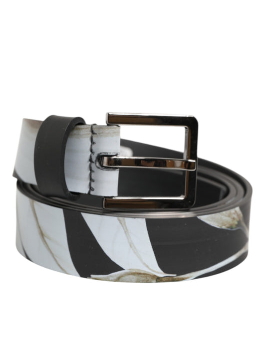 Dolce & Gabbana Multicolor PVC Floral Silver Buckle Men Belt