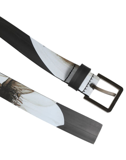 Dolce & Gabbana Multicolor PVC Floral Silver Buckle Men Belt